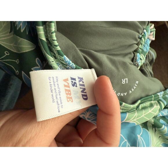 NEW Kitty & Vibe Halter One Piece Swimsuit Blue Green Floral Large - Picture 8 of 8